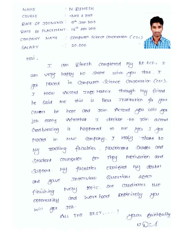 Dot Student Testimonial