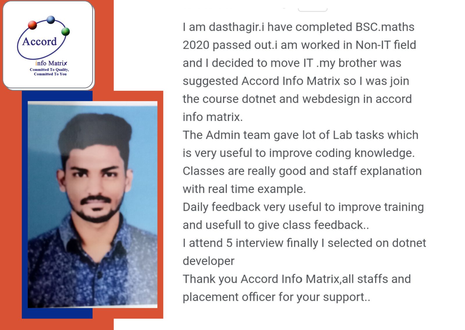 Dot Student Testimonial