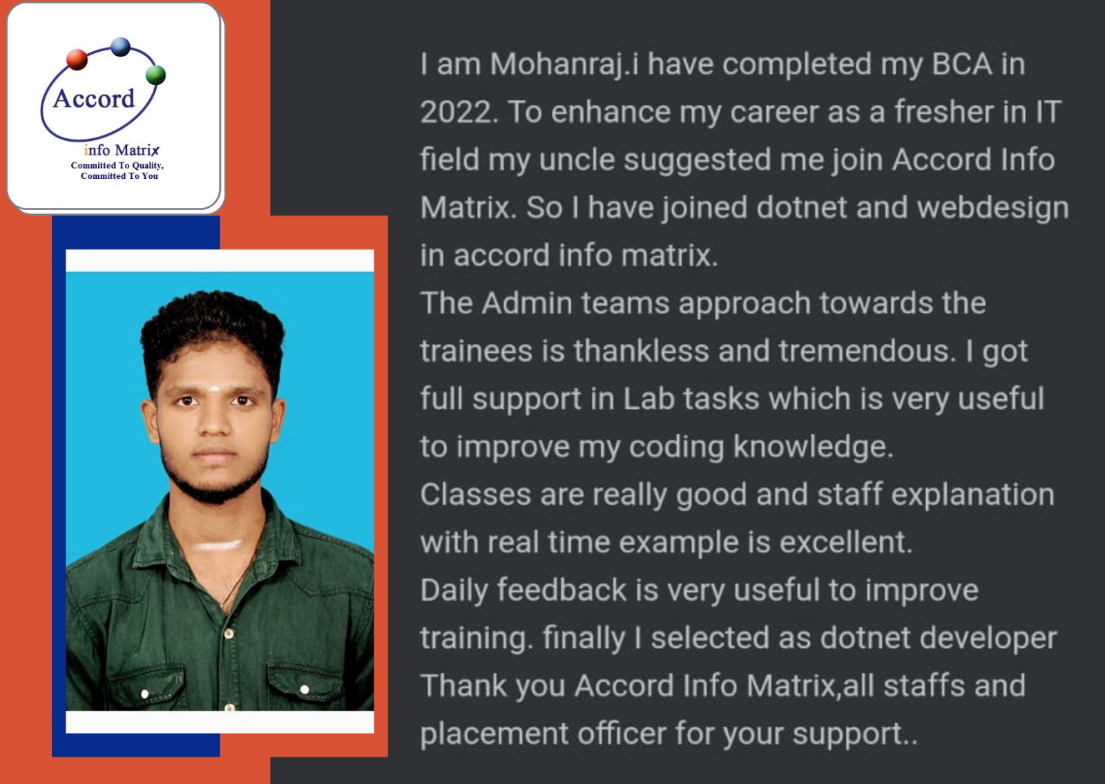 Dot Student Testimonial