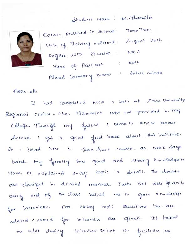 JAVA Student Testimonial