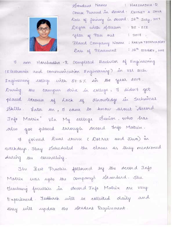 JAVA Student Testimonial