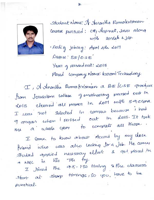 JAVA Student Testimonial