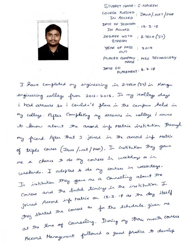 JAVA Student Testimonial