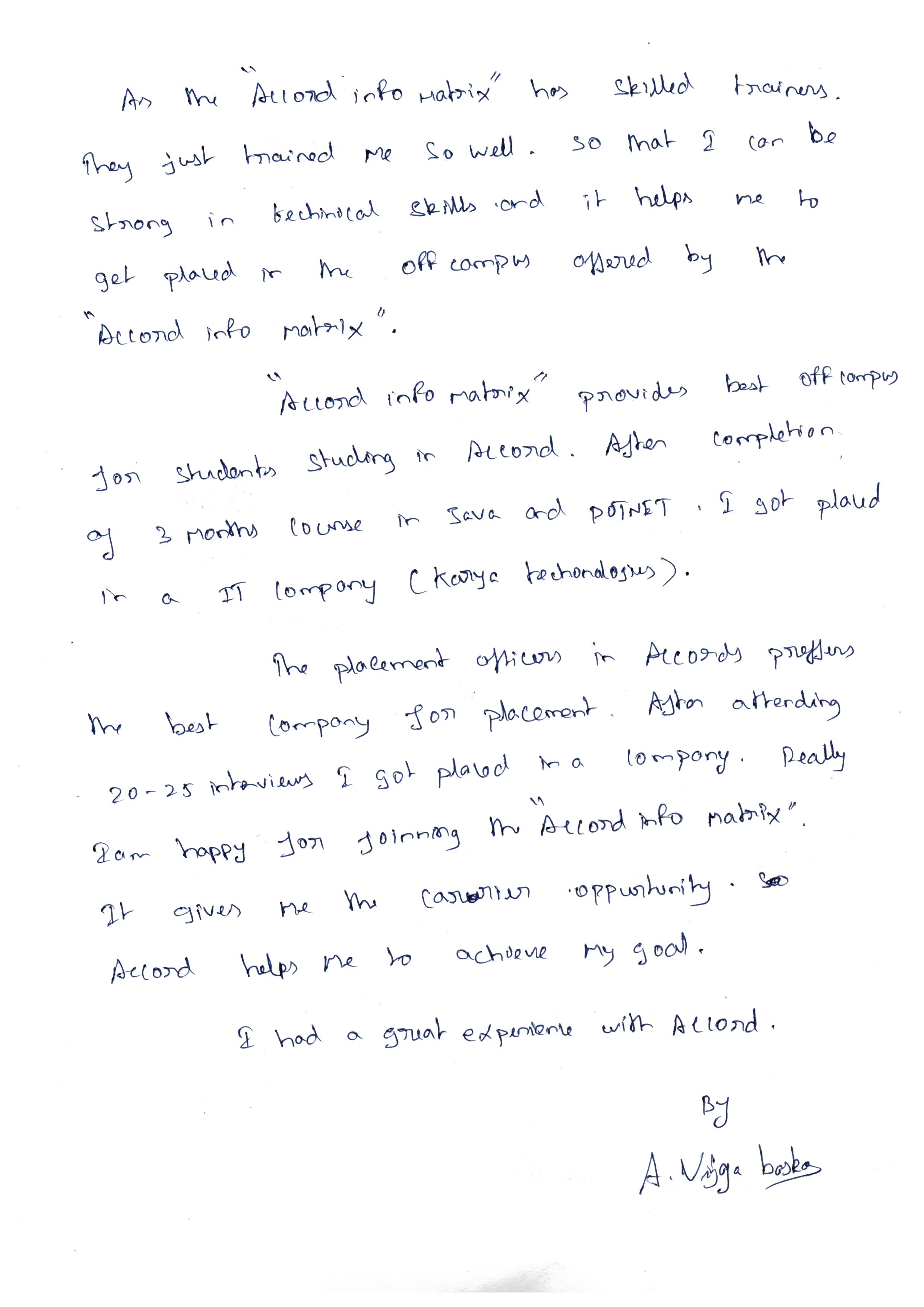 JAVA Student Testimonial