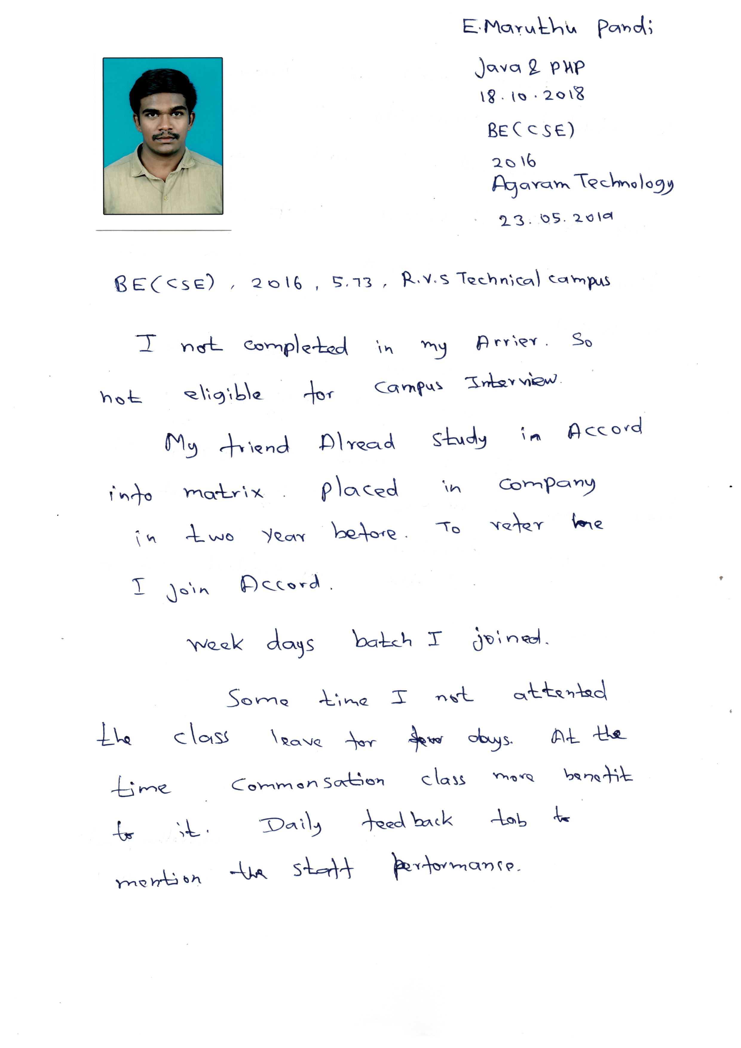 JAVA Student Testimonial