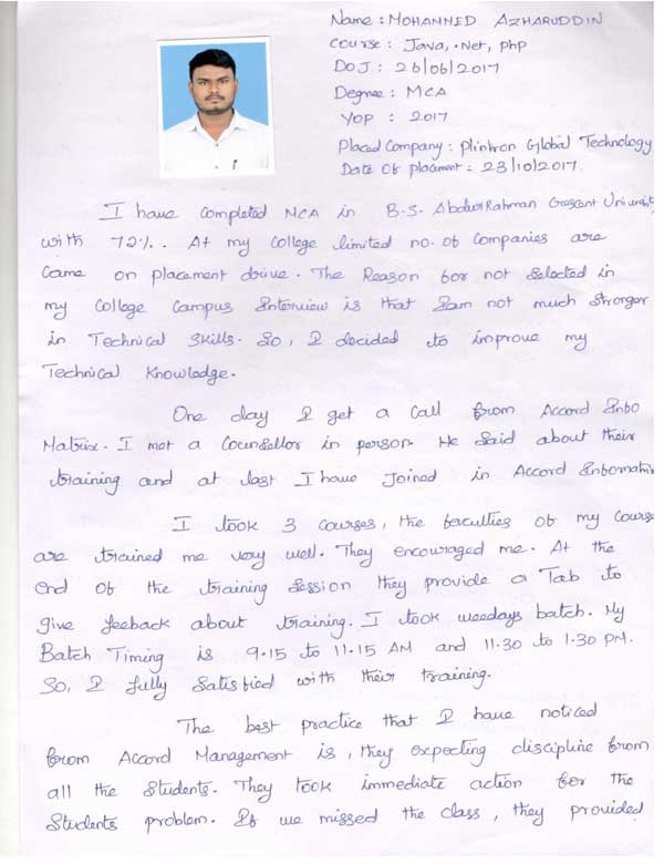 PHP Student Testimonial